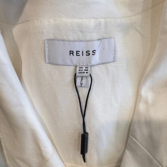 Reiss Mariah Linen Blend Belted Button Midi Dress Size US/6 - Picture 8 of 11